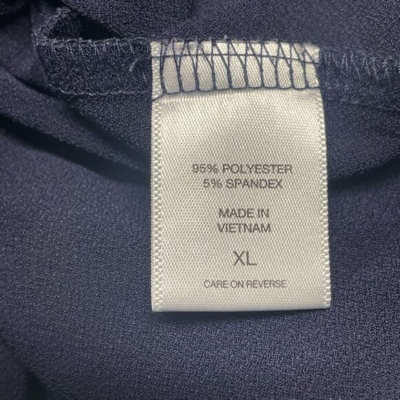 New York & Co Navy Double Ruffle Sleeve Keyhole Top - Picture 6 of 6